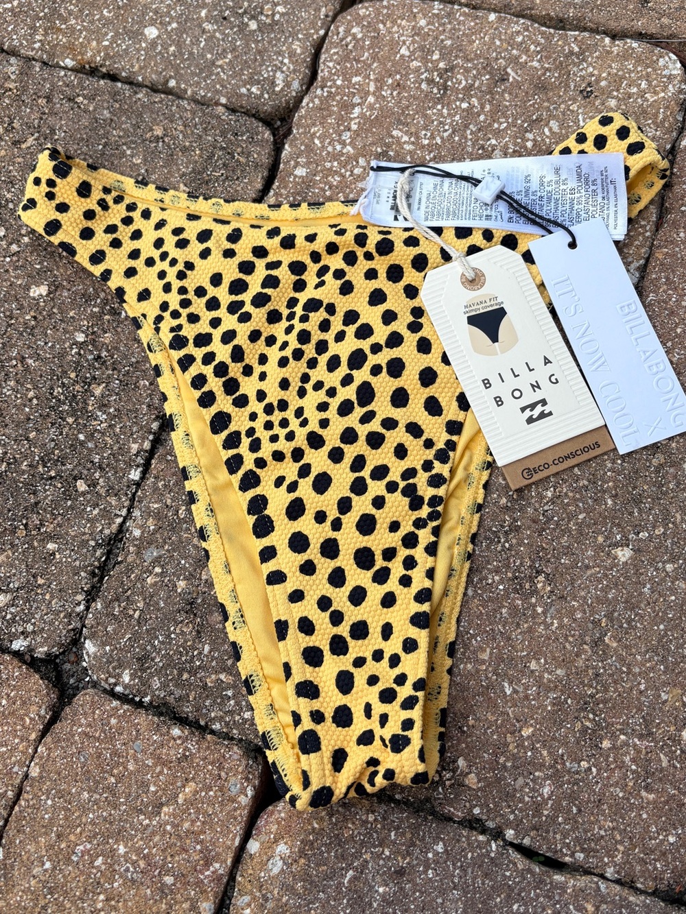 NWT Billabong Yellow & Black Dotted Kids Bikini Bottom
